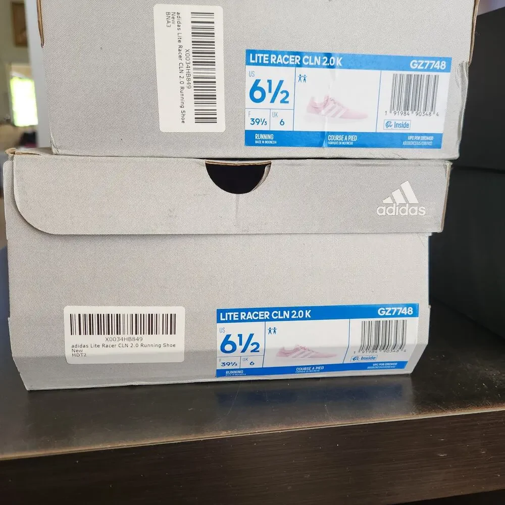 adidas Lite Racer CLN 2.0 Running Shoe, Clear Pink/White/White, 6.5 US